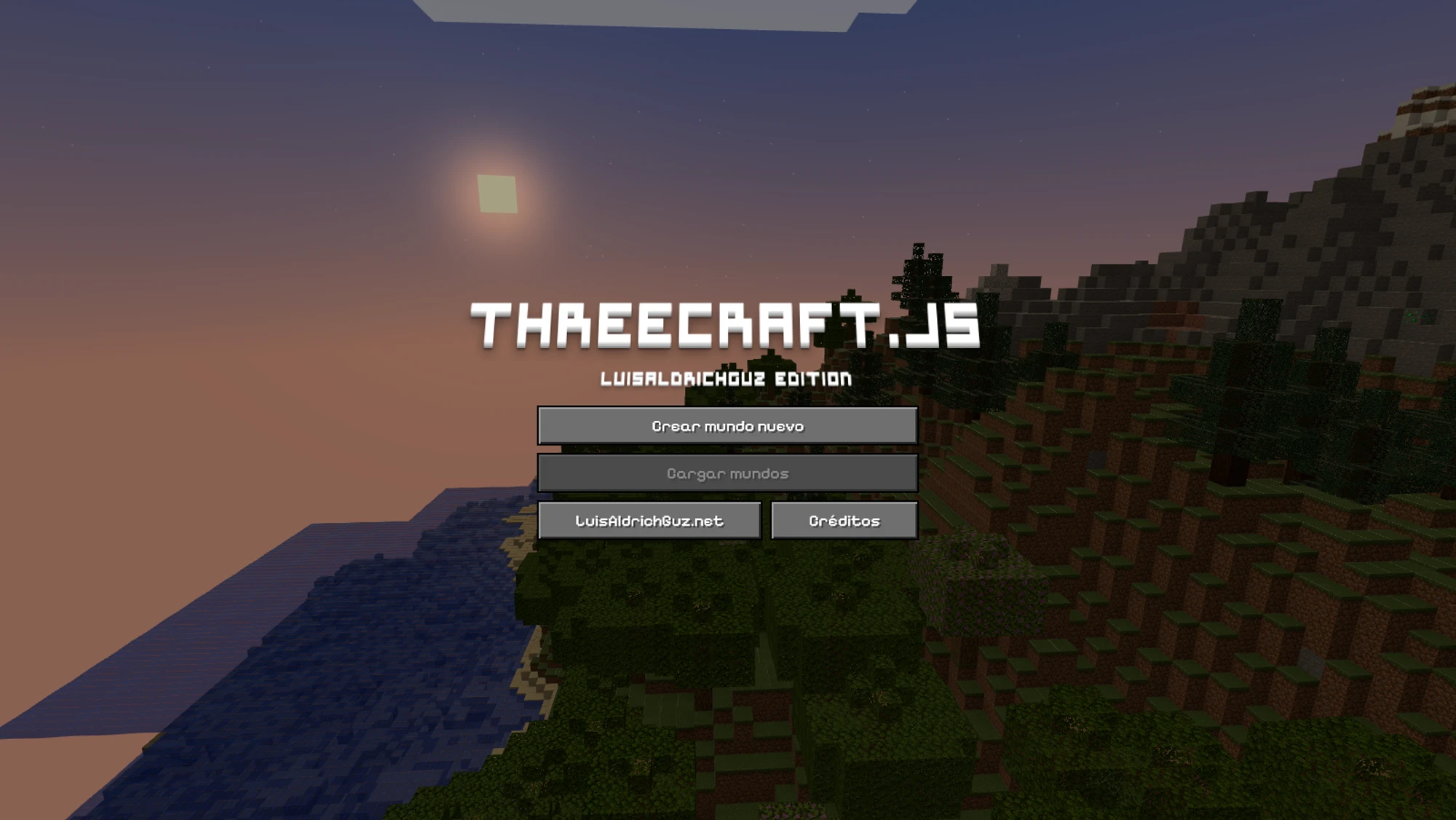 Menú principal de ThreeCraft.js