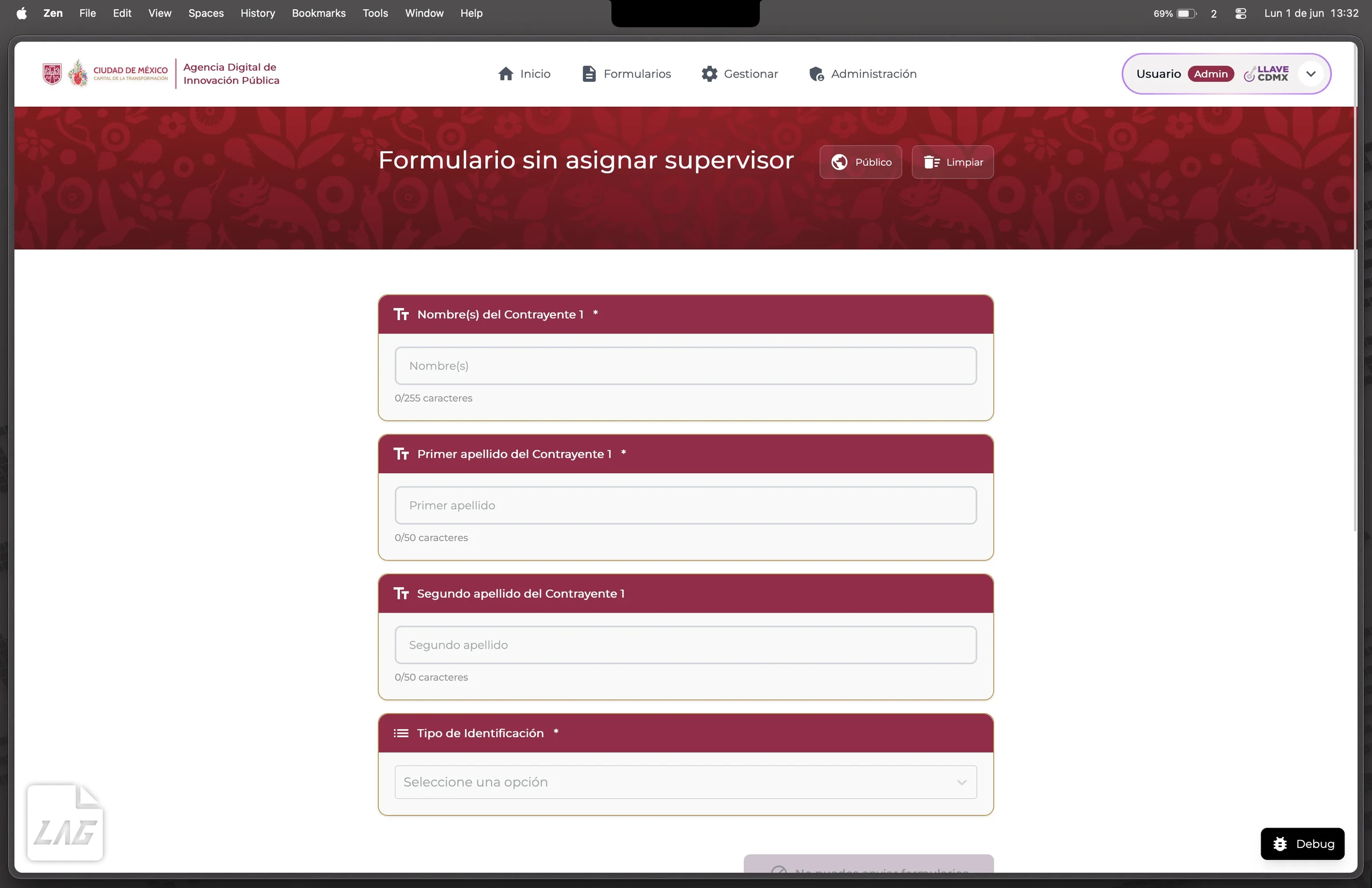Un formulario publicado, campo a campo