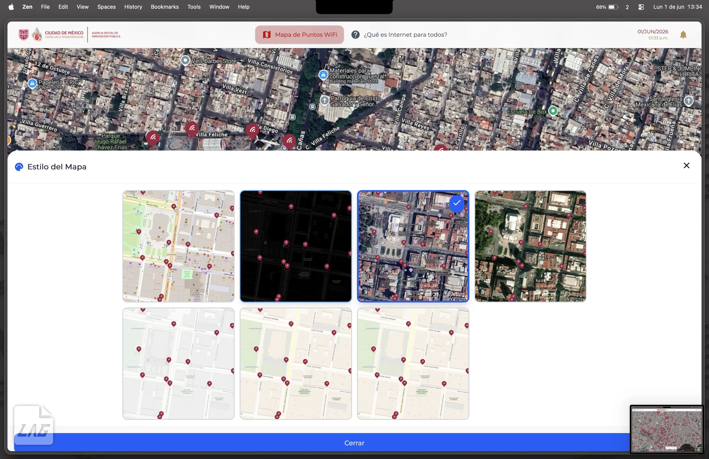Los estilos de mapa entre los que se puede elegir
