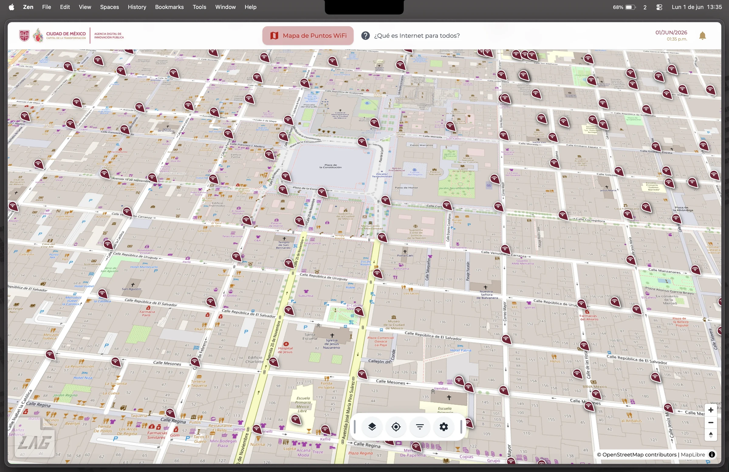 Vista en tres dimensiones sobre el Zócalo